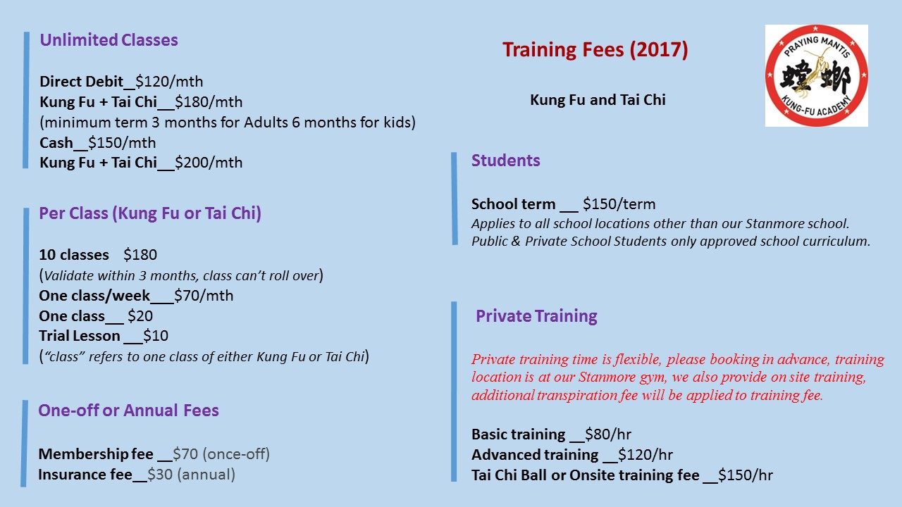 training fee 2017